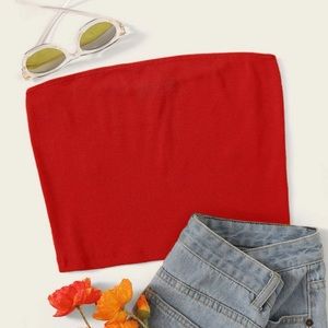 red shein tube top, size small